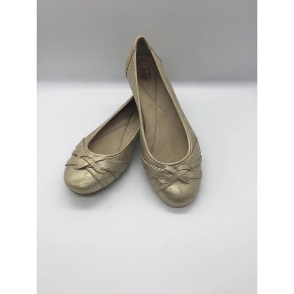 Bass Shoes - Bass size 9 1/2 gold flats women Matilda comfy 9.5 work coastal metallic